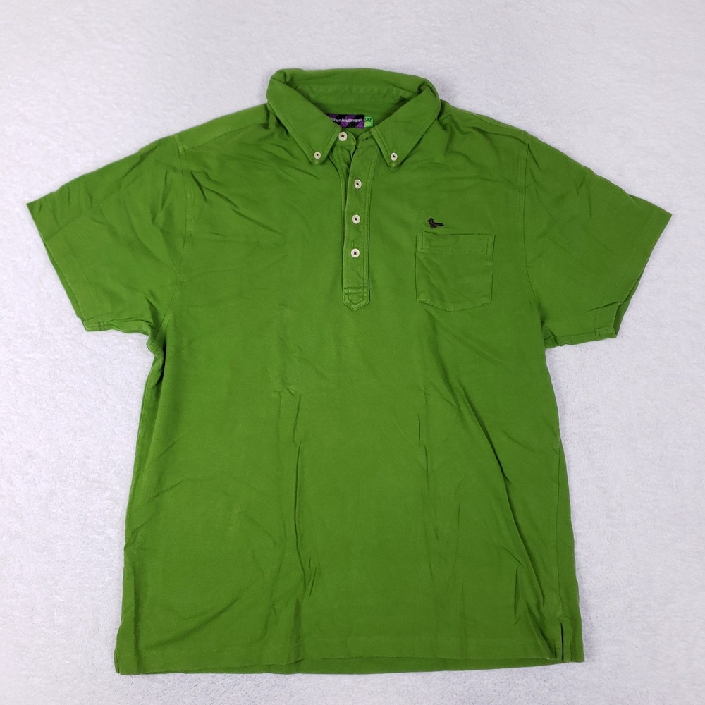Modern Amusement Polo Shirt Men XL Button Down Collar Green Pique Stretch Pocket